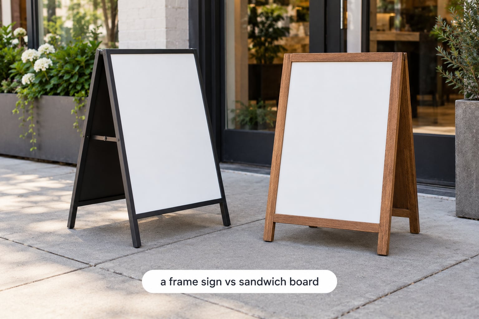 a frame sign vs sandwich board