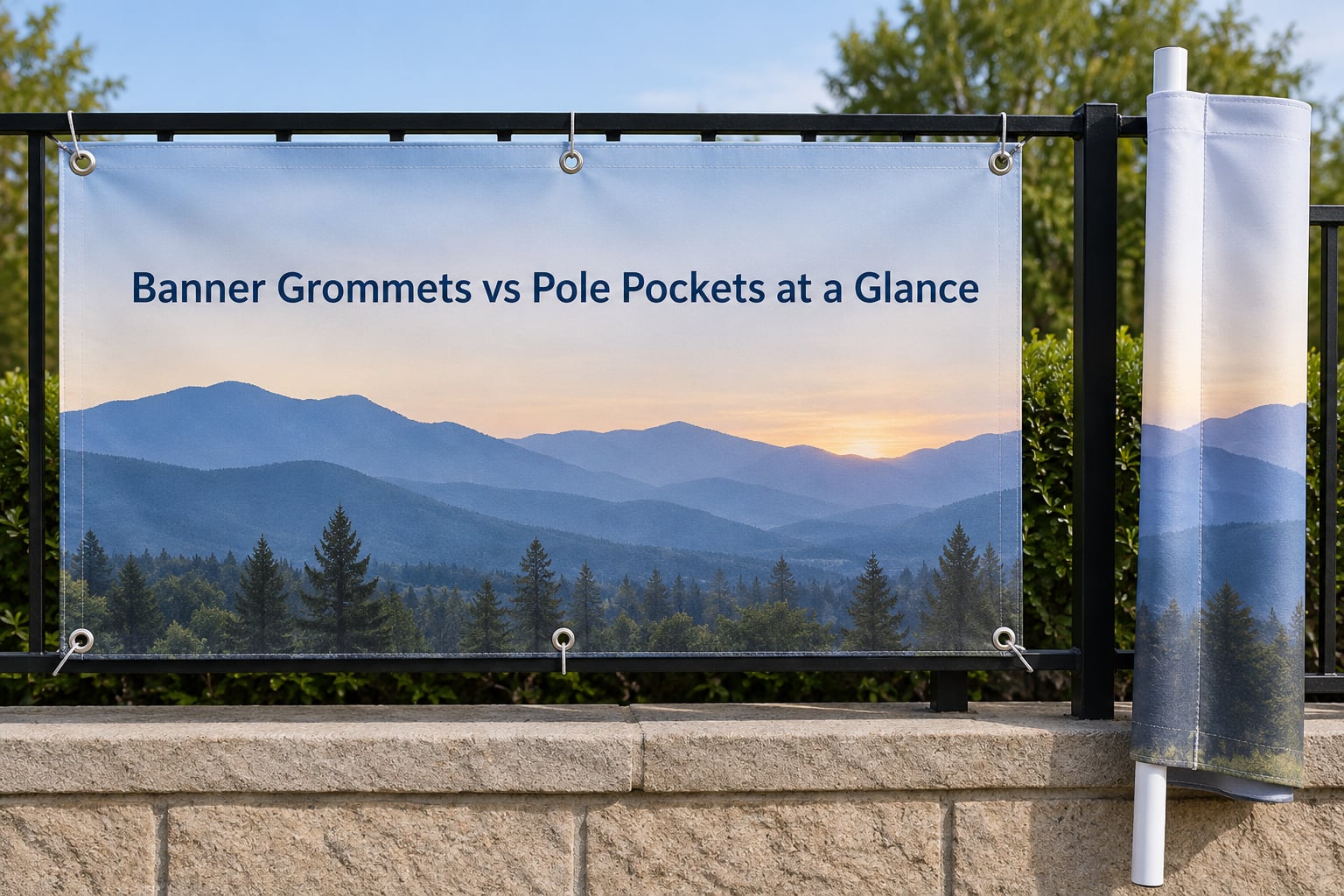 Banner Grommets vs Pole Pockets at a Glance