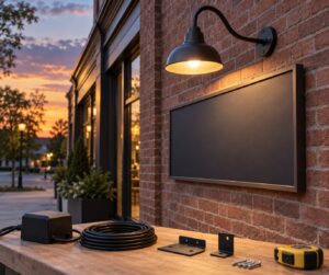 how to light an outdoor business sign