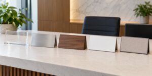 reception desk sign materials compared