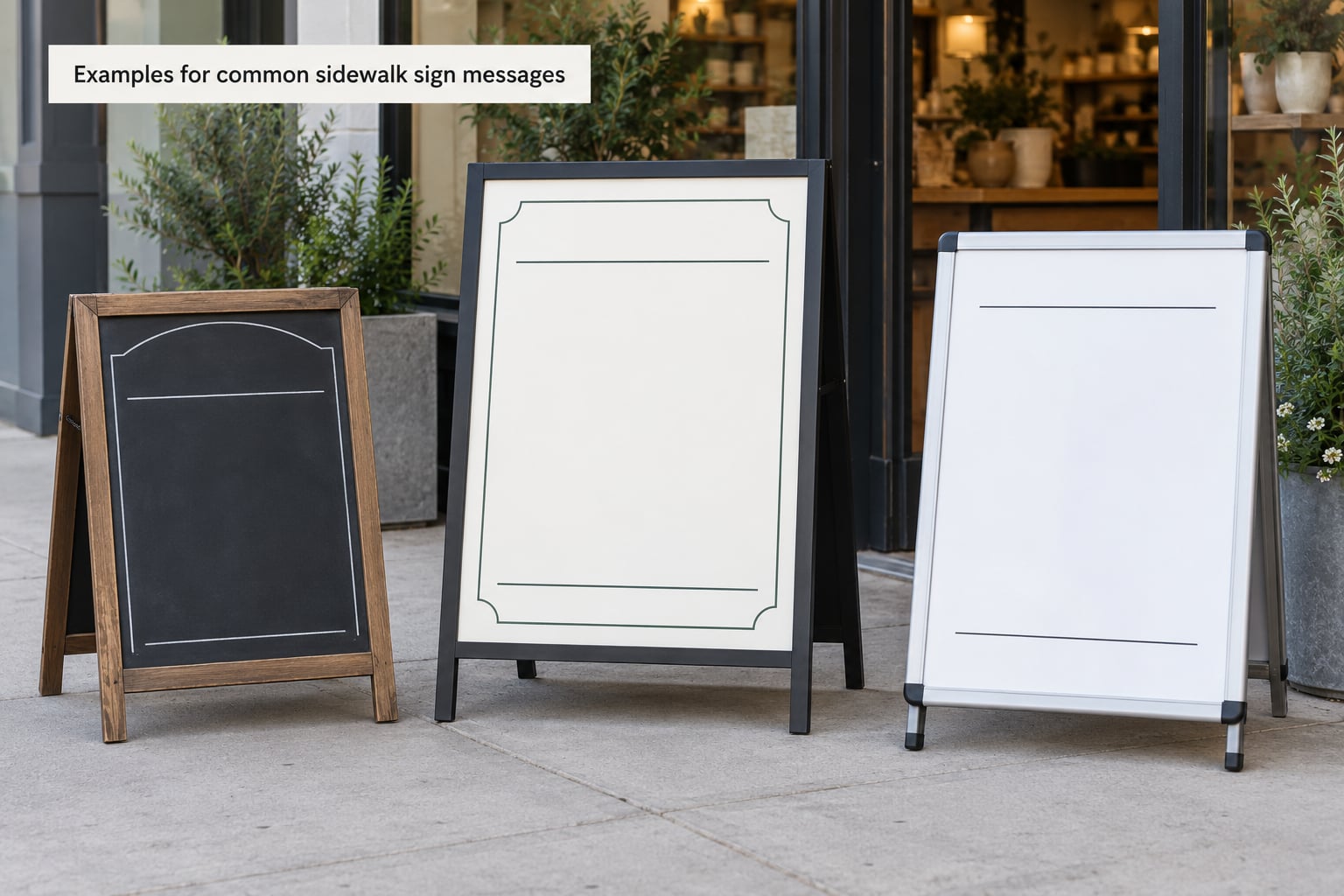 Examples for common sidewalk sign messages