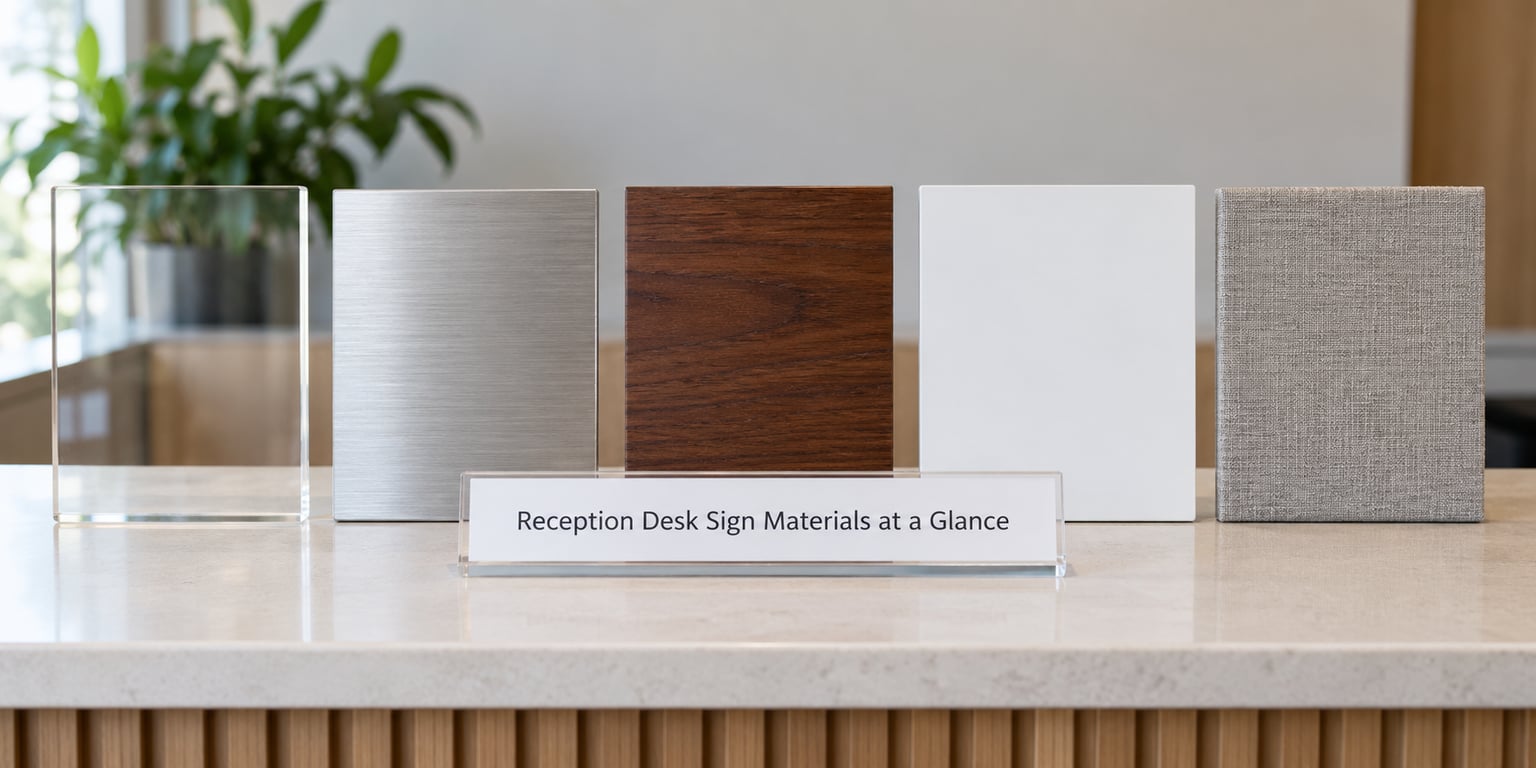Reception Desk Sign Materials at a Glance