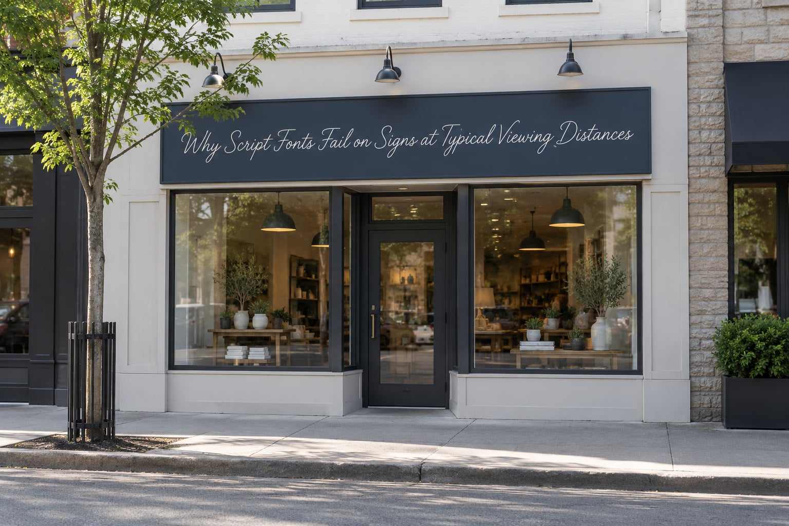Why Script Fonts Fail on Signs at Typical Viewing Distances